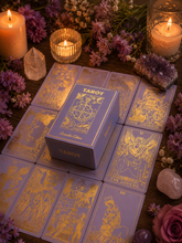 Load image into Gallery viewer, Lavender Gold Foil Rider Waite Tarot Deck (Intuition, Psychic Development, Spirit Communication)