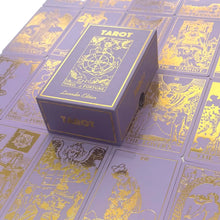 Load image into Gallery viewer, Lavender Gold Foil Rider Waite Tarot Deck (Intuition, Psychic Development, Spirit Communication)