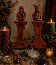 Load image into Gallery viewer, Horned God and Crescent Moon Goddess Altar Set