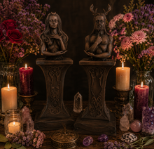 Load image into Gallery viewer, Crescent Crowned Moon Goddess and Horned God (Buy Separate or as a Set
