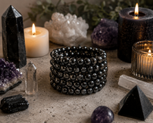 Load image into Gallery viewer, Hematite Gemstone Bracelet (Memory, Clarity, Reach Goals, Grounding, Focus, Balance, Removes Negativity)
