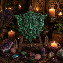 Load image into Gallery viewer, Green Man Plaque (Birth, Growth, Death, Rebirth, Sacred Truths of Nature)
