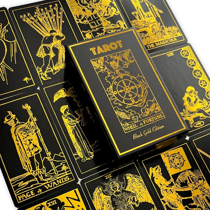 Black and Gold Rider Waite Tarot Deck (Intuition, Psychic Development, Spirit Messages)