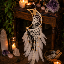 Load image into Gallery viewer, Crochet Moon Dream Catcher (Dream, Sleep, Protection)
