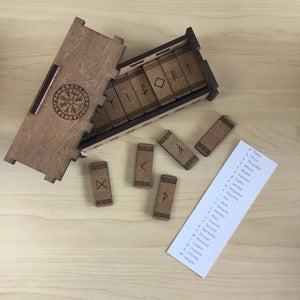 Elder Futhark Stave Sets with Carrying Box (Viking, Divination)