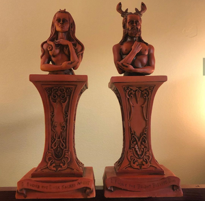 Horned God and Crescent Moon Goddess Altar Set