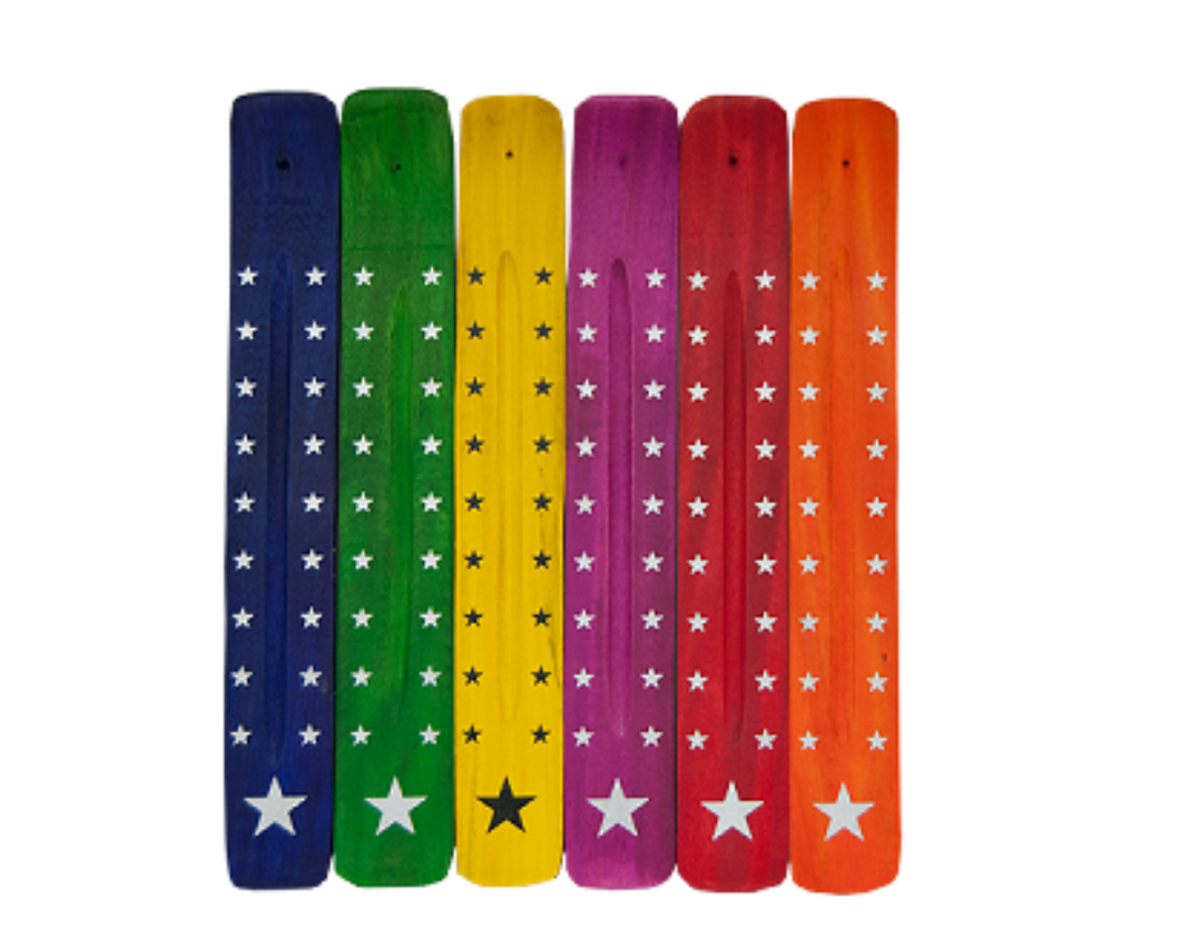 Star Wooden Incense Ashcatcher, Brightly Colored (6 Colors to Choose From)